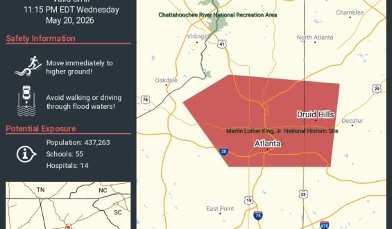 Flash Flood Warning in Metro Atlanta Due to Heavy Rain