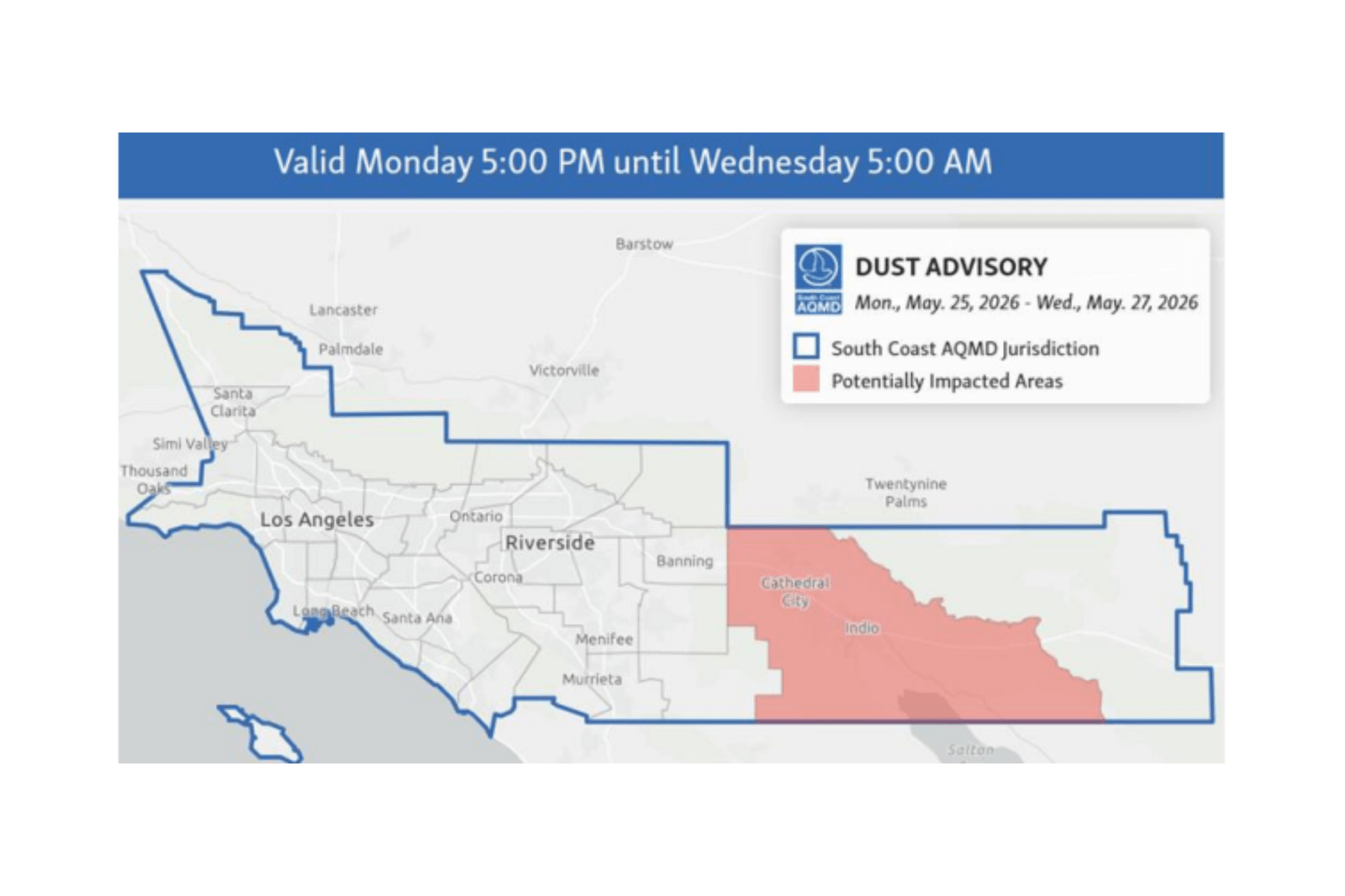 Southern California Faces Poor Air Quality Due to Windblown Dust