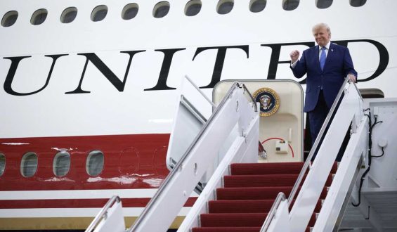 Trump Tours New Air Force One Jet at Andrews Air Force Base