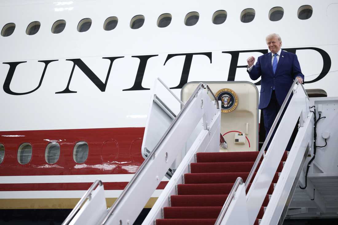 Trump Tours New Air Force One Jet at Andrews Air Force Base