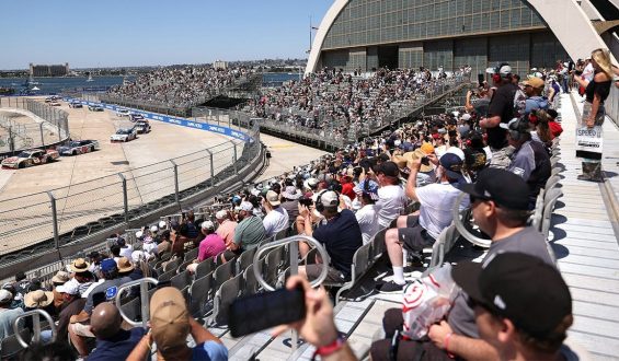 NASCAR Action At Naval Base Coronado Interrupted by Intruding Fan