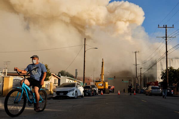 Persistent Warehouse Fire in Los Angeles Impacts Air Quality