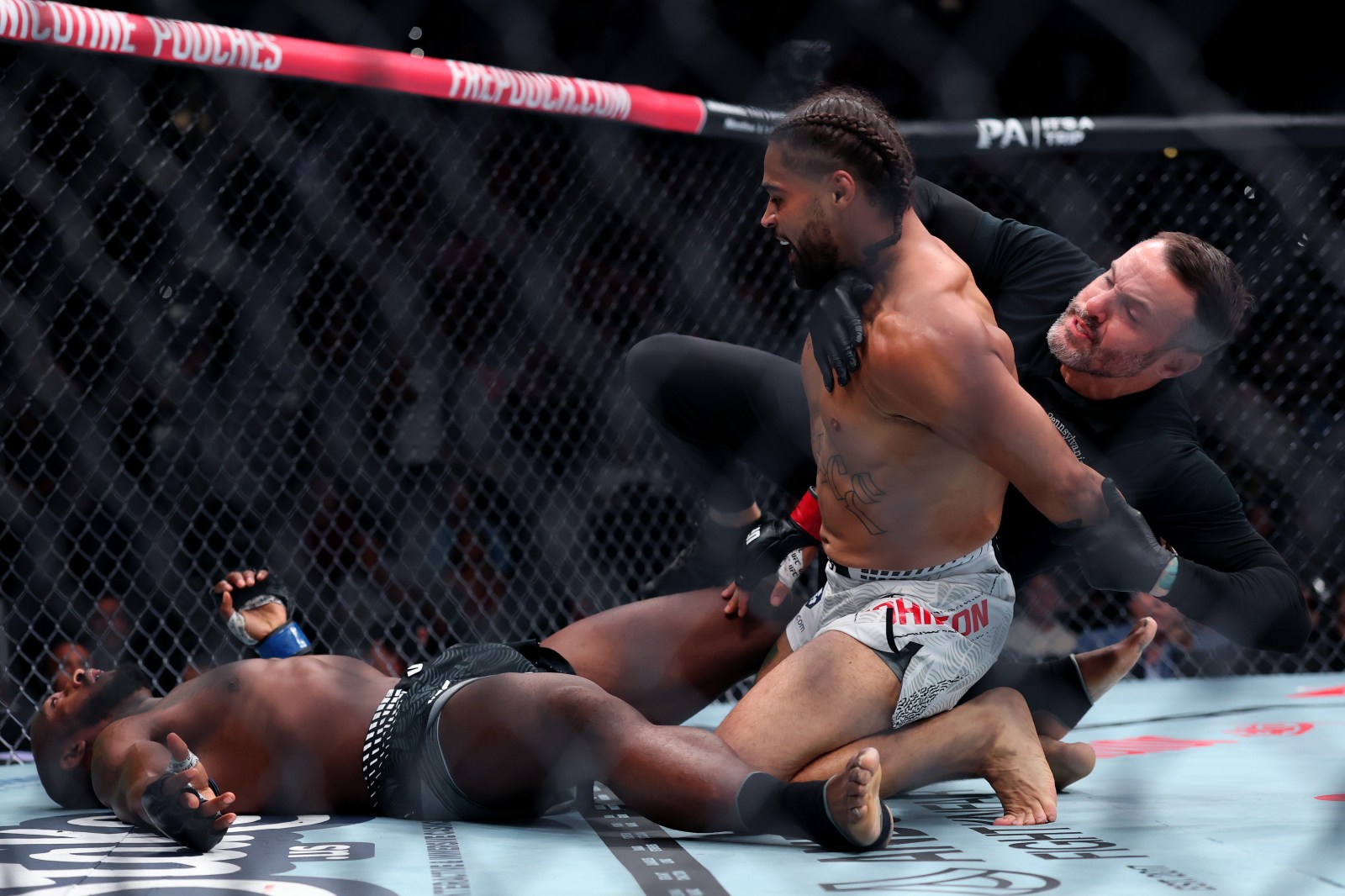 UFC Referee Blake Grice Accidentally Hit During UFC 330 Bout