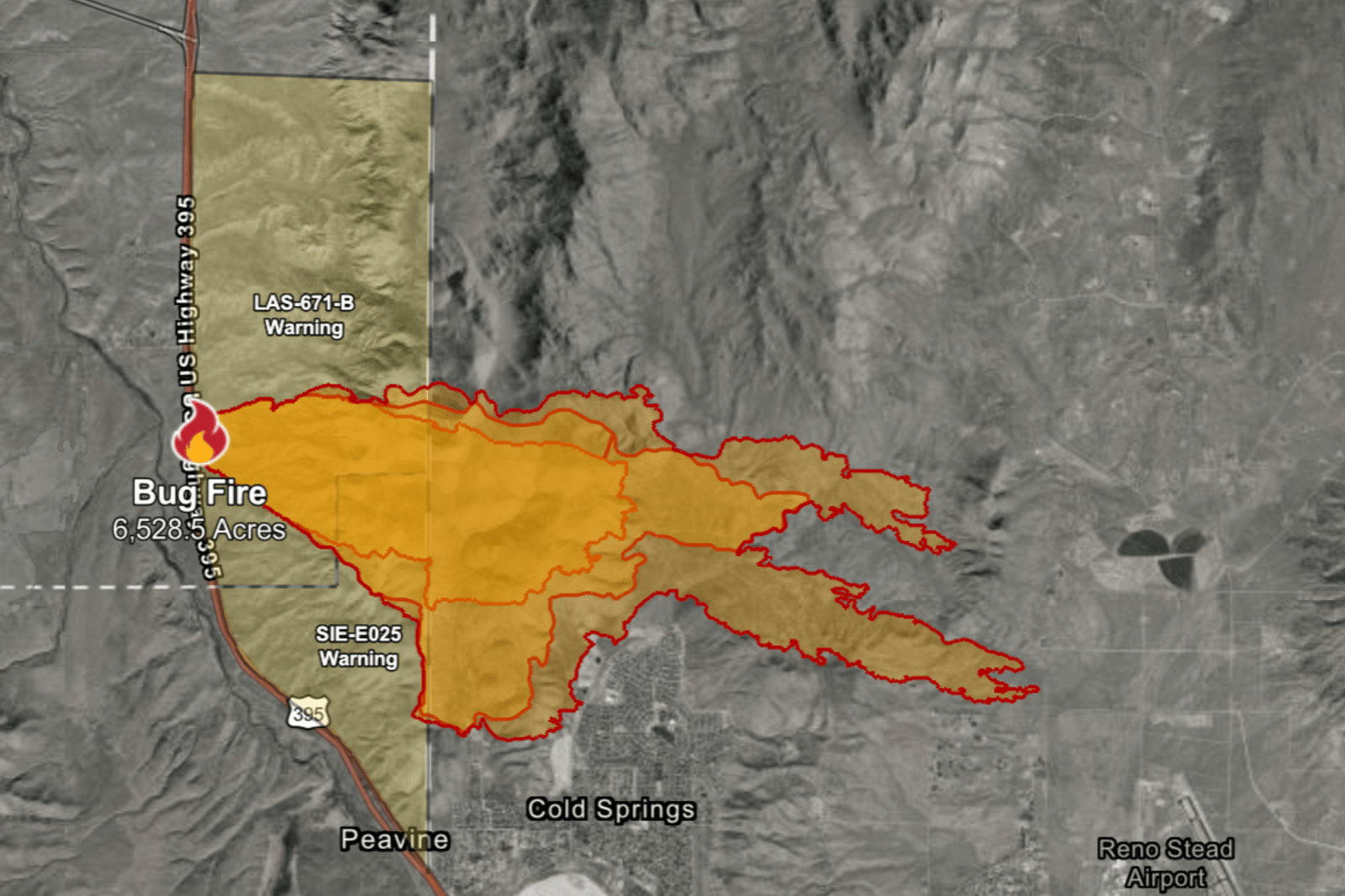 Bug Fire Threatens Communities on California-Nevada Border with Rapid Spread