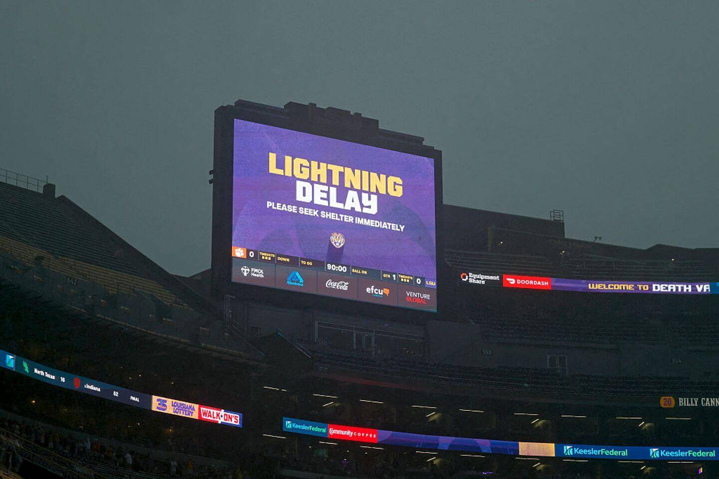 College Football Delays and Highlights: Clemson vs. LSU and More