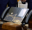 Trump Unveils Customized Gold Desk Phone in Oval Office