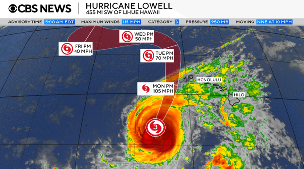 Hurricane Lowell Approaches Hawaii with Powerful Winds