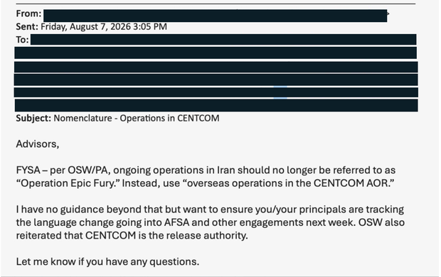 Pentagon Discontinues Use of ‘Operation Epic Fury’ Name Post-Conclusion