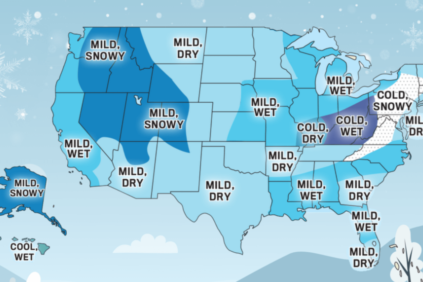 Winter Weather Predictions from Two Almanacs Highlight Regional Variances
