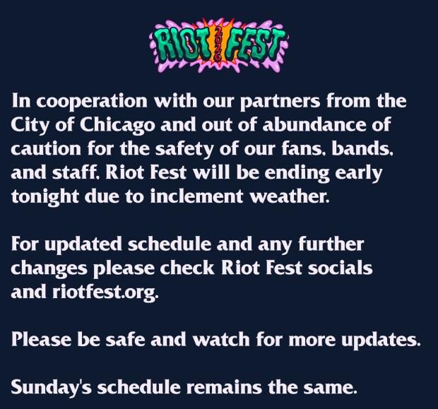 Riot Fest Ends Early Due to Storms in Chicago