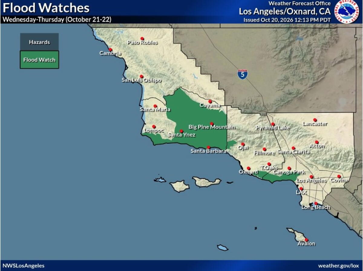 Rain Expected Across Southern California with Flooding and Beach Hazards