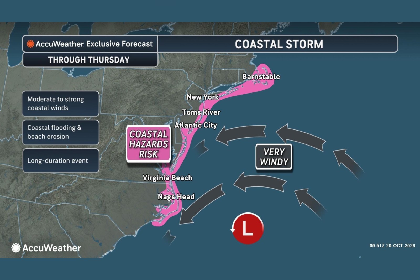 Nor’easter Threatens East Coast with Strong Winds and Coastal Hazards